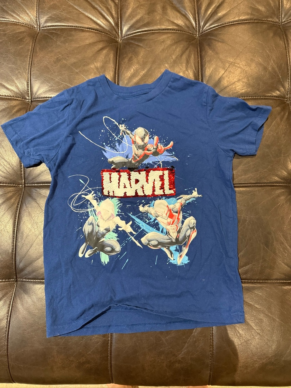 Marvel Blue Kids Spider-Man reversible sequined Graphic Tee